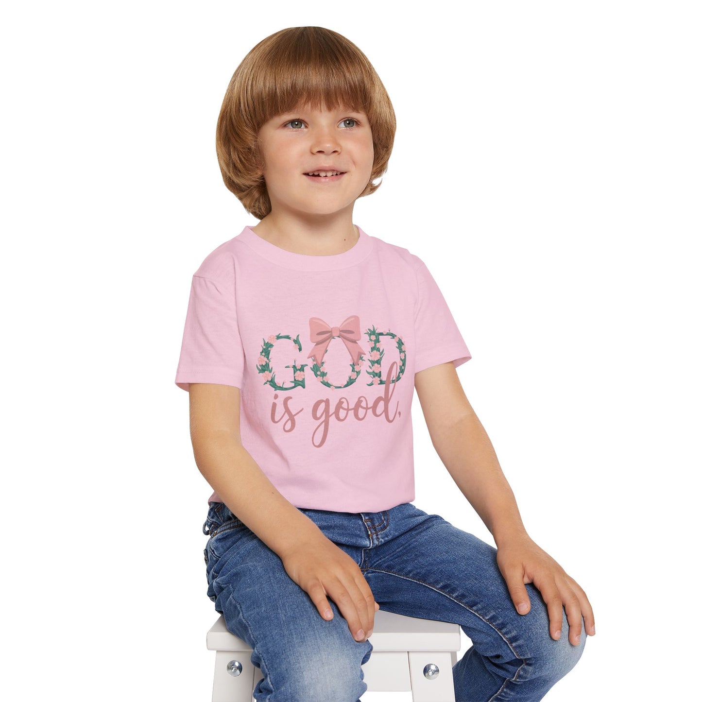 God is Good Toddler T-Shirt, Cute Toddler Tee, Floral Print Kids Shirt, Toddler Gift, Inspirational Kids Apparel