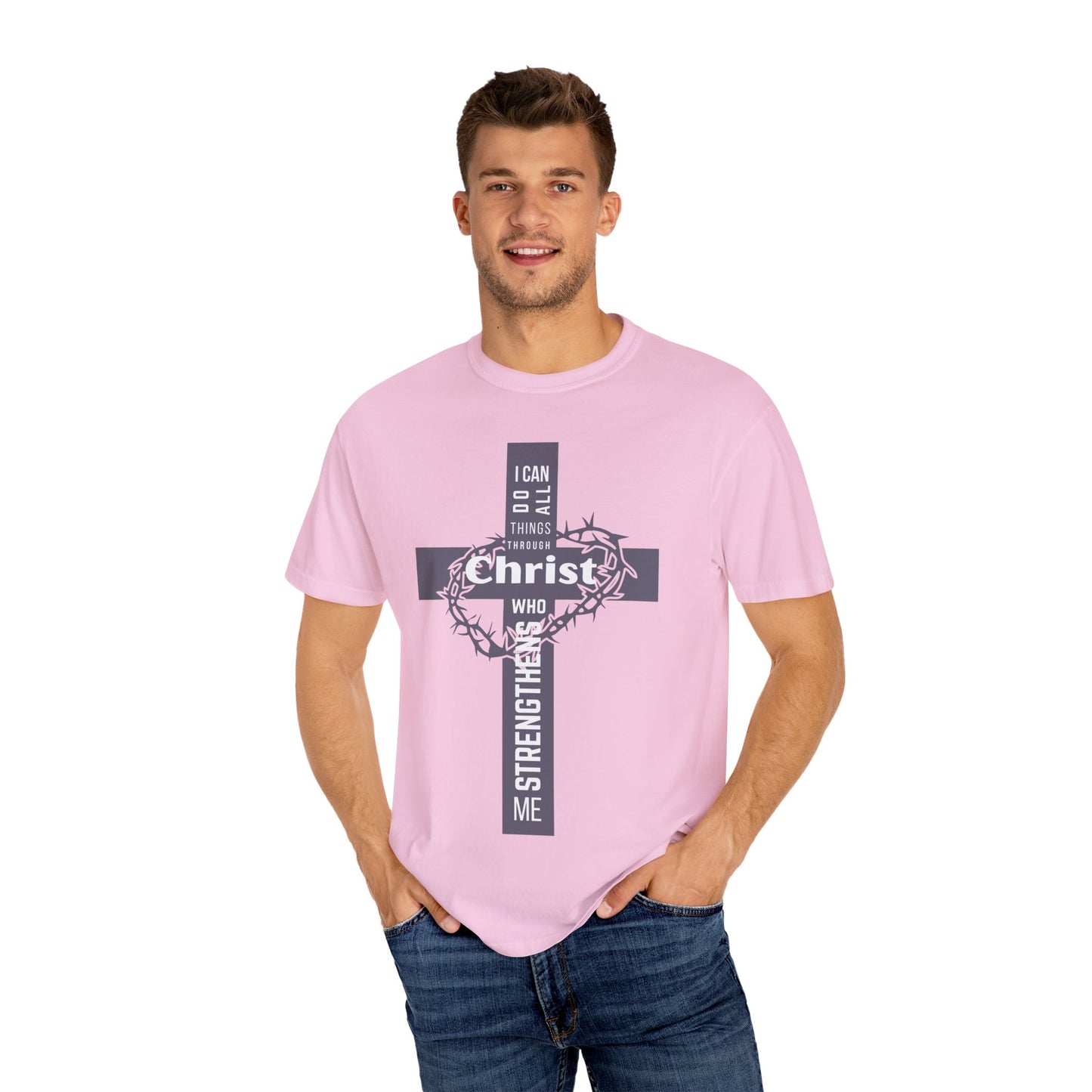Inspirational Christian T-Shirt - Strength in Christ Design "I Can Do All Things Through Christ"