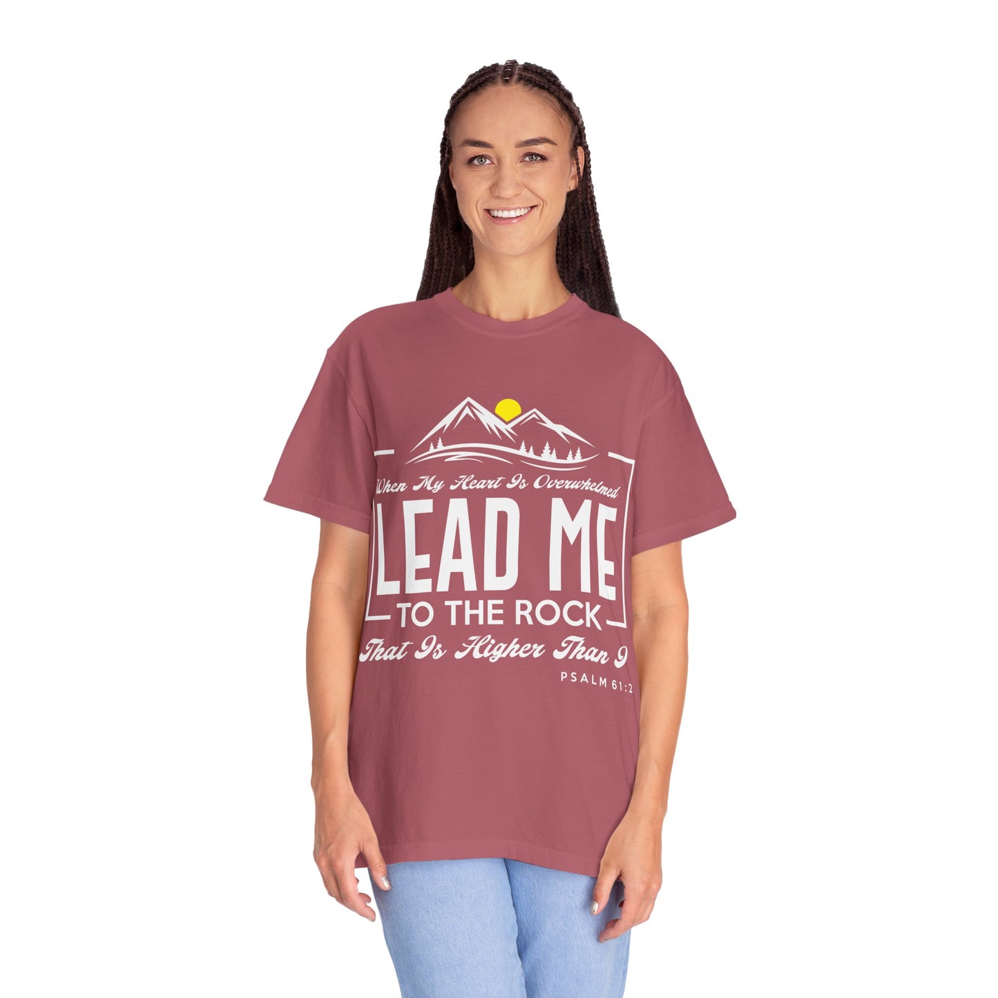 Comfort Colors T-Shirt: 'Lead Me to the Rock' Psalm 61:2 Inspirational Tee