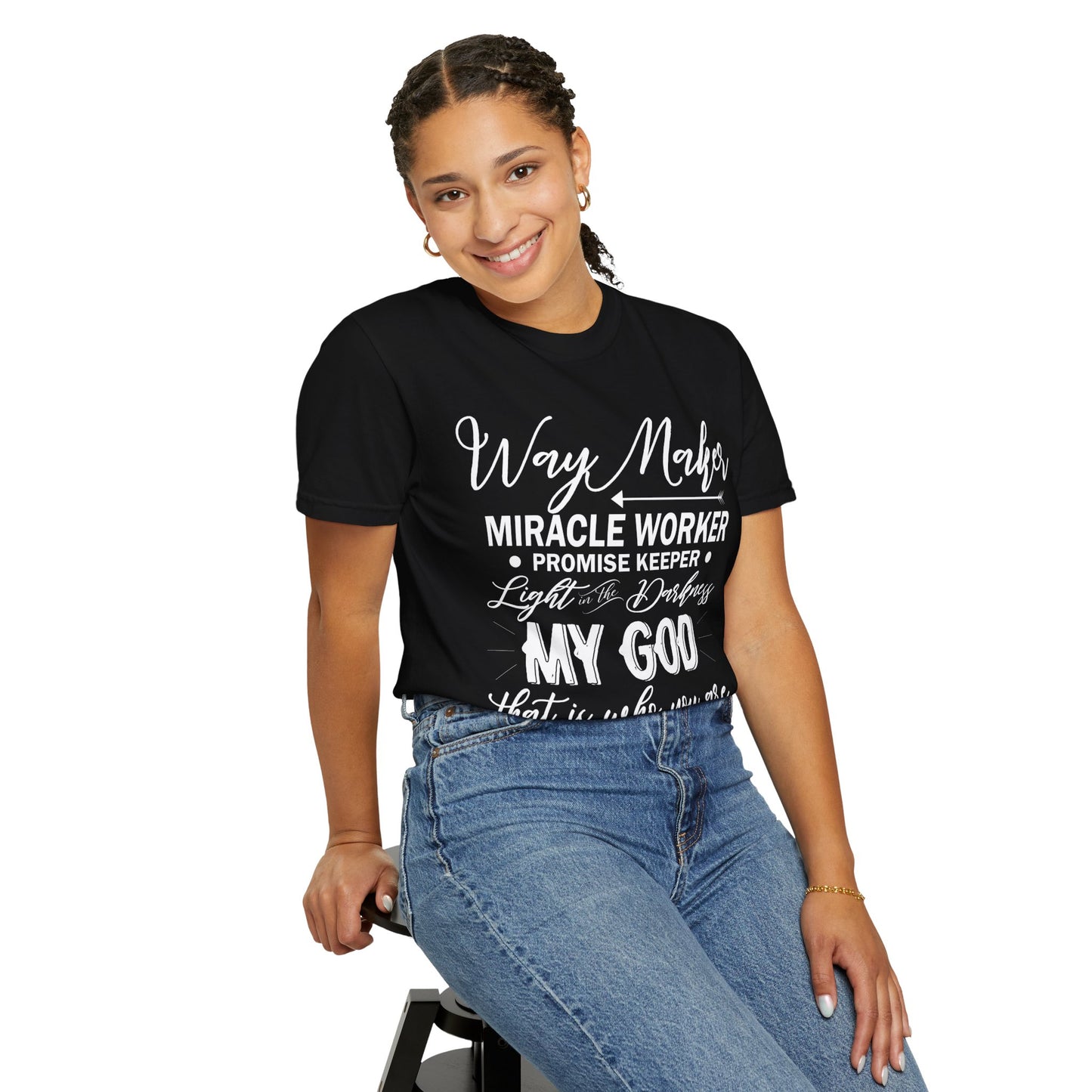 Inspirational Unisex Garment-Dyed T-Shirt - 'Way Maker, Miracle Worker'
