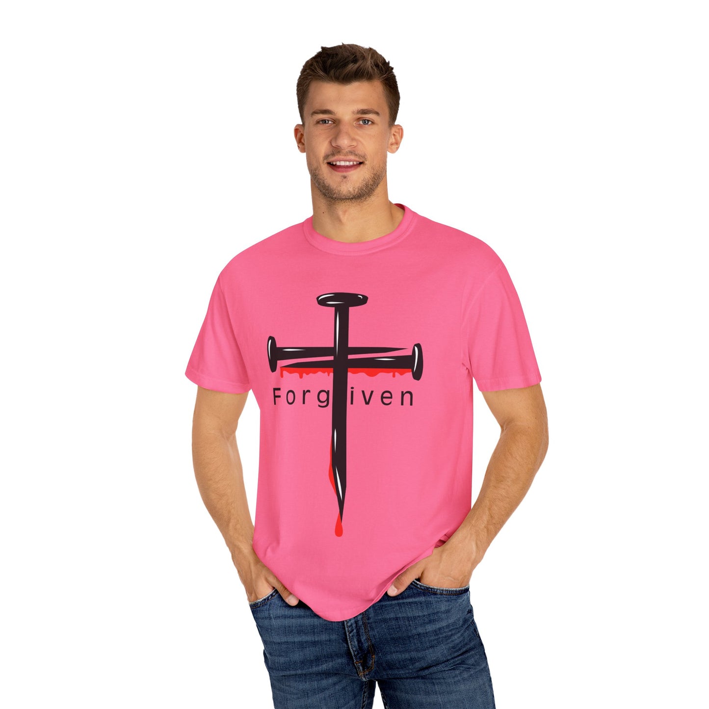 Unisex T-Shirt - Nails from the Cross FORGIVEN Design - Confort Colors T-Shirt