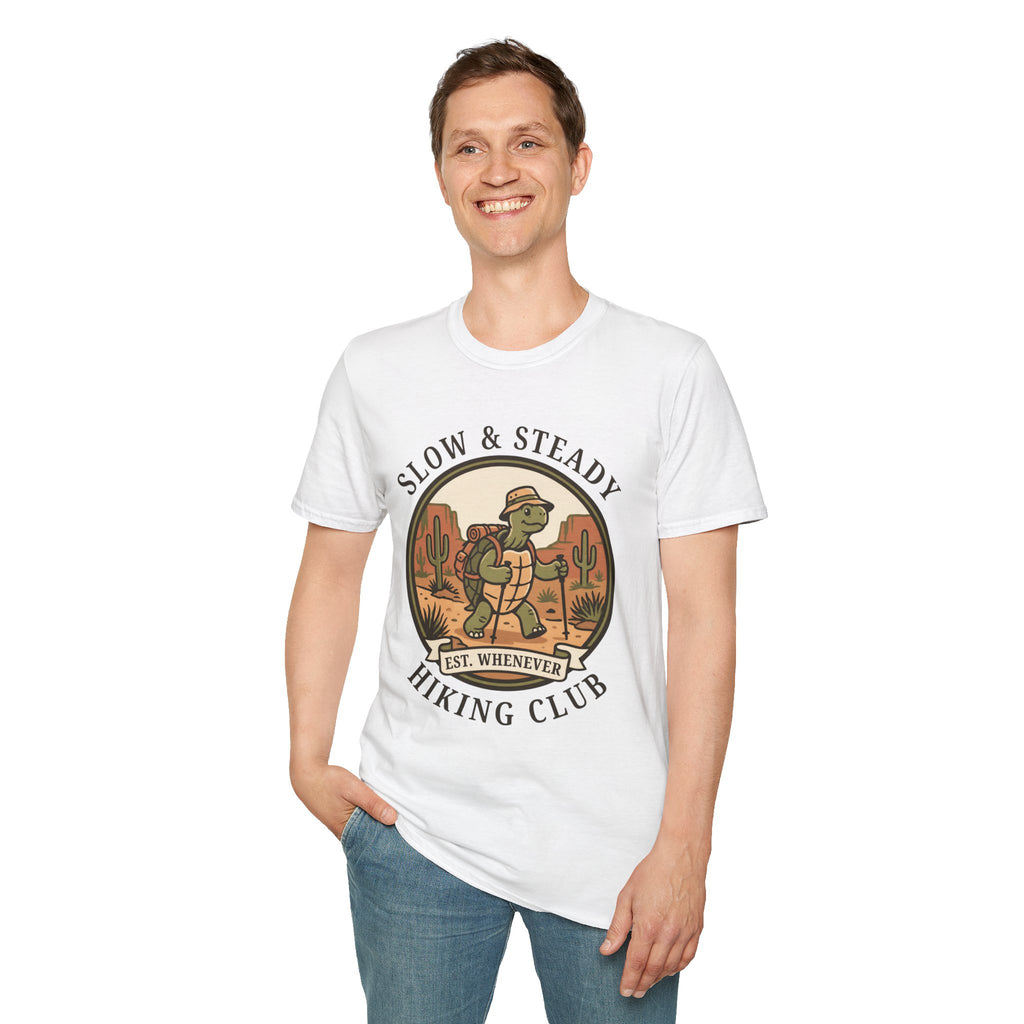 Slow & Steady Hiking Club T-Shirt – Funny Tortoise Hiking Tee, Unisex