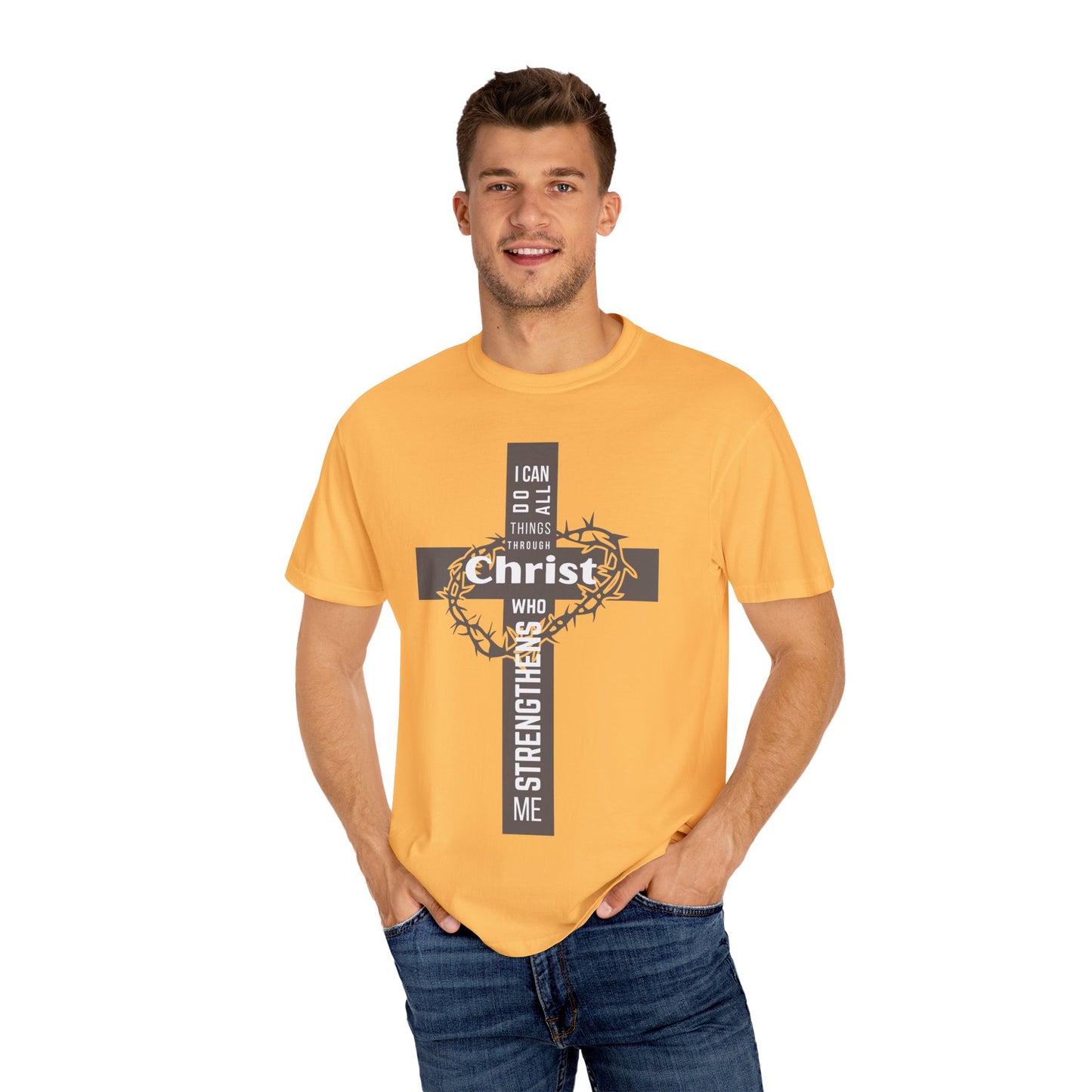 Inspirational Christian T-Shirt - Strength in Christ Design "I Can Do All Things Through Christ"