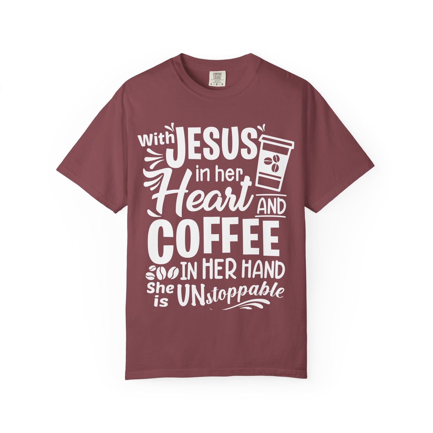 Christian Graphic T-Shirt - Unstoppable Jesus and Coffee Tee