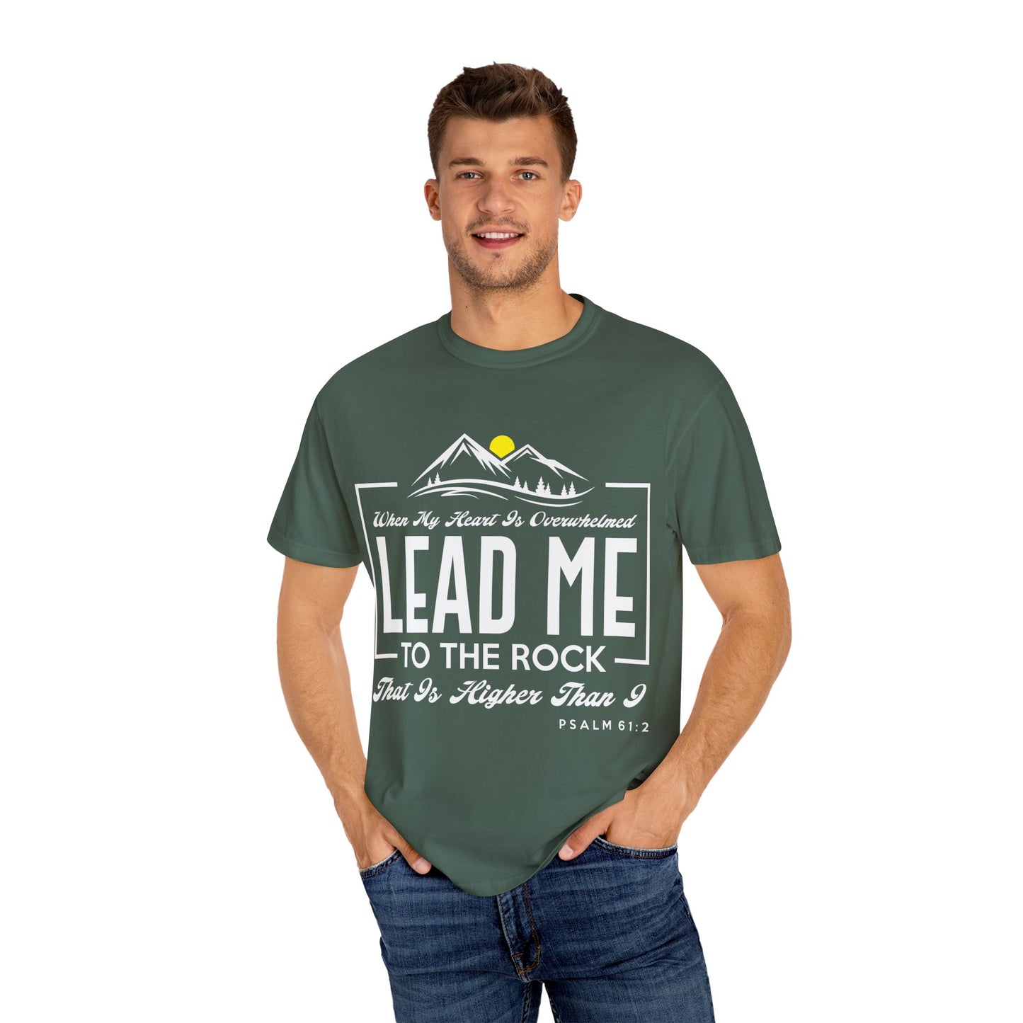 Comfort Colors T-Shirt: 'Lead Me to the Rock' Psalm 61:2 Inspirational Tee