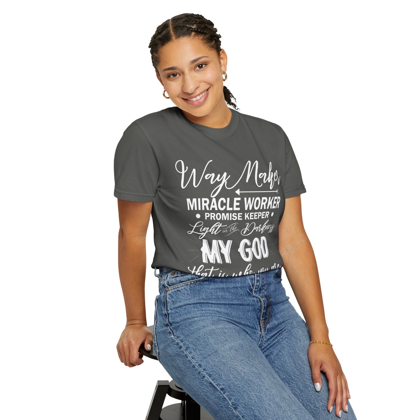 Inspirational Unisex Garment-Dyed T-Shirt - 'Way Maker, Miracle Worker'