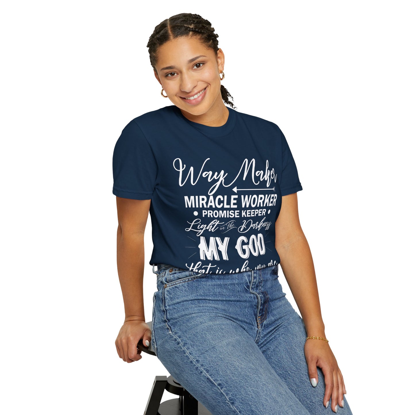 Inspirational Unisex Garment-Dyed T-Shirt - 'Way Maker, Miracle Worker'