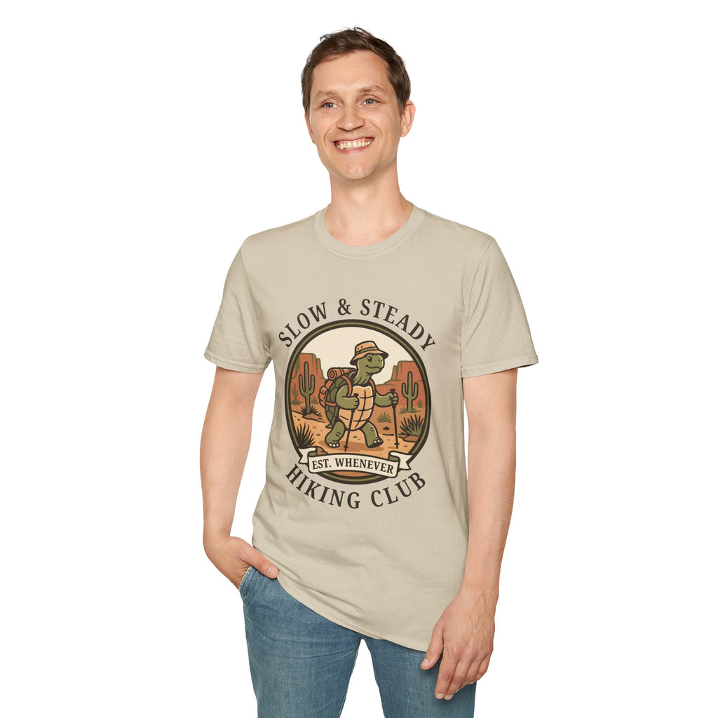 Slow & Steady Hiking Club T-Shirt – Funny Tortoise Hiking Tee, Unisex