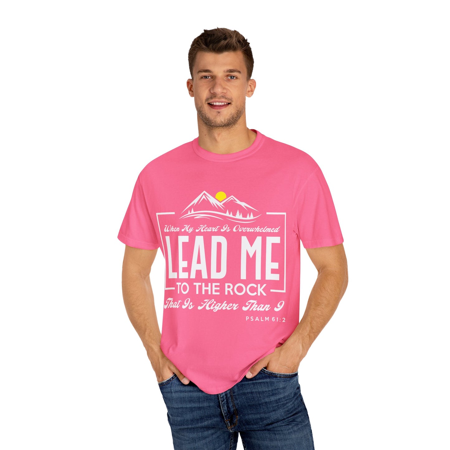 Comfort Colors T-Shirt: 'Lead Me to the Rock' Psalm 61:2 Inspirational Tee
