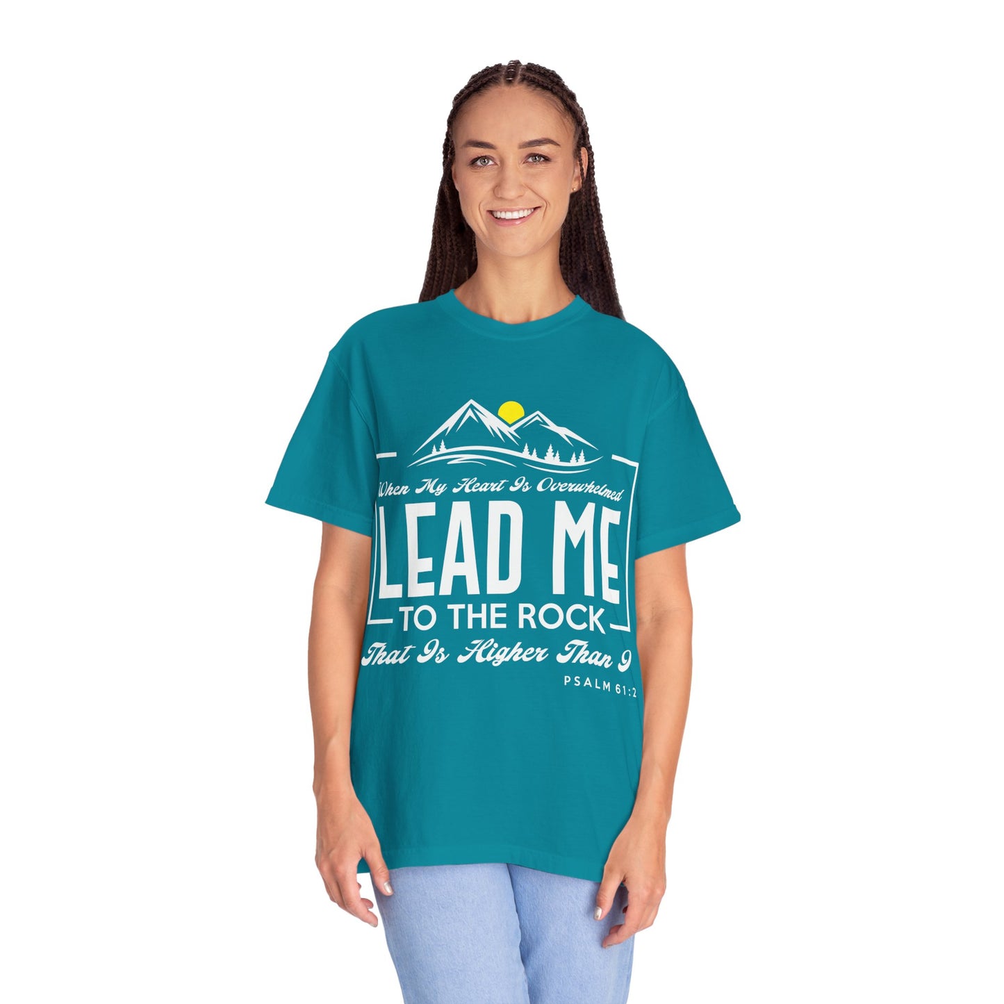 Comfort Colors T-Shirt: 'Lead Me to the Rock' Psalm 61:2 Inspirational Tee