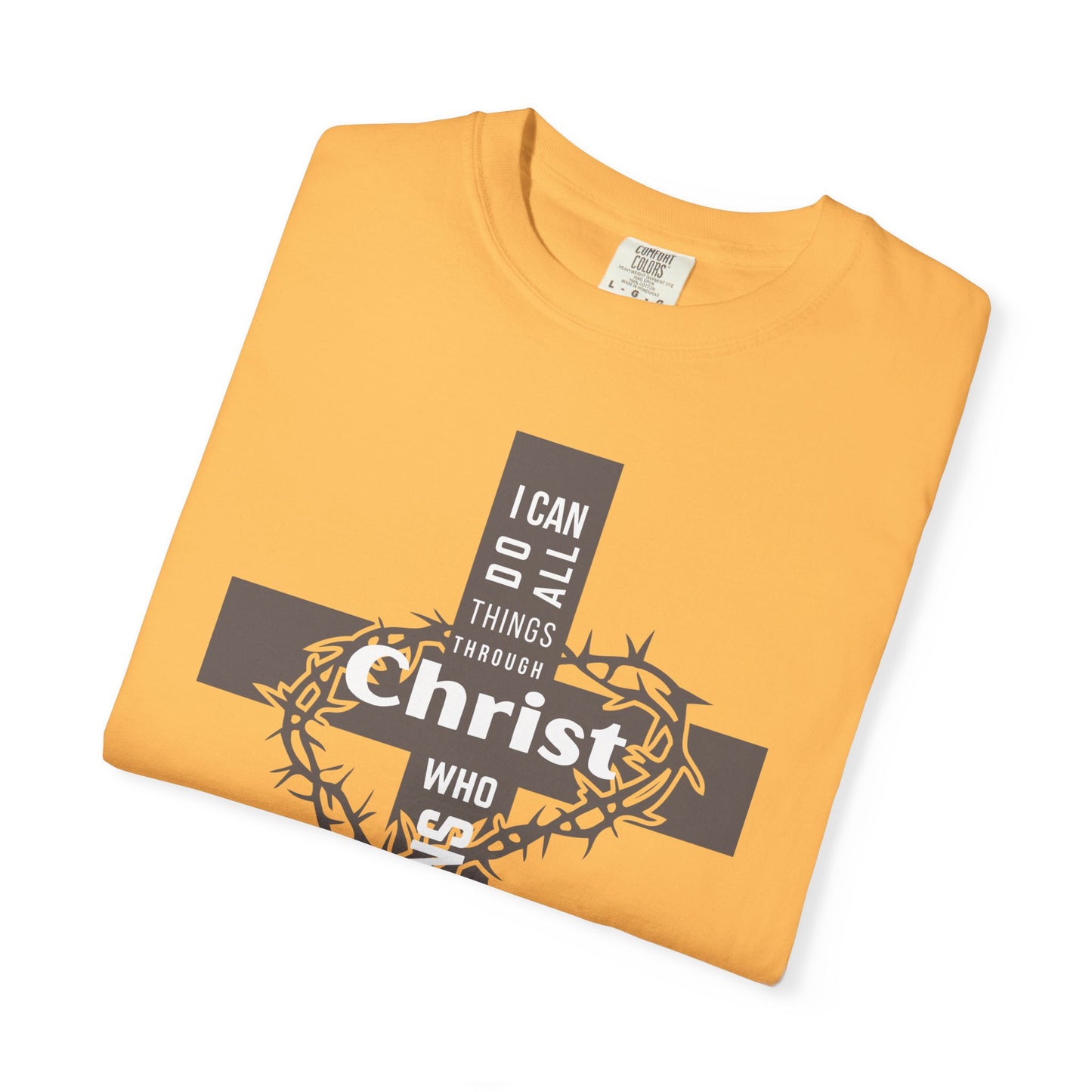 Inspirational Christian T-Shirt - Strength in Christ Design "I Can Do All Things Through Christ"