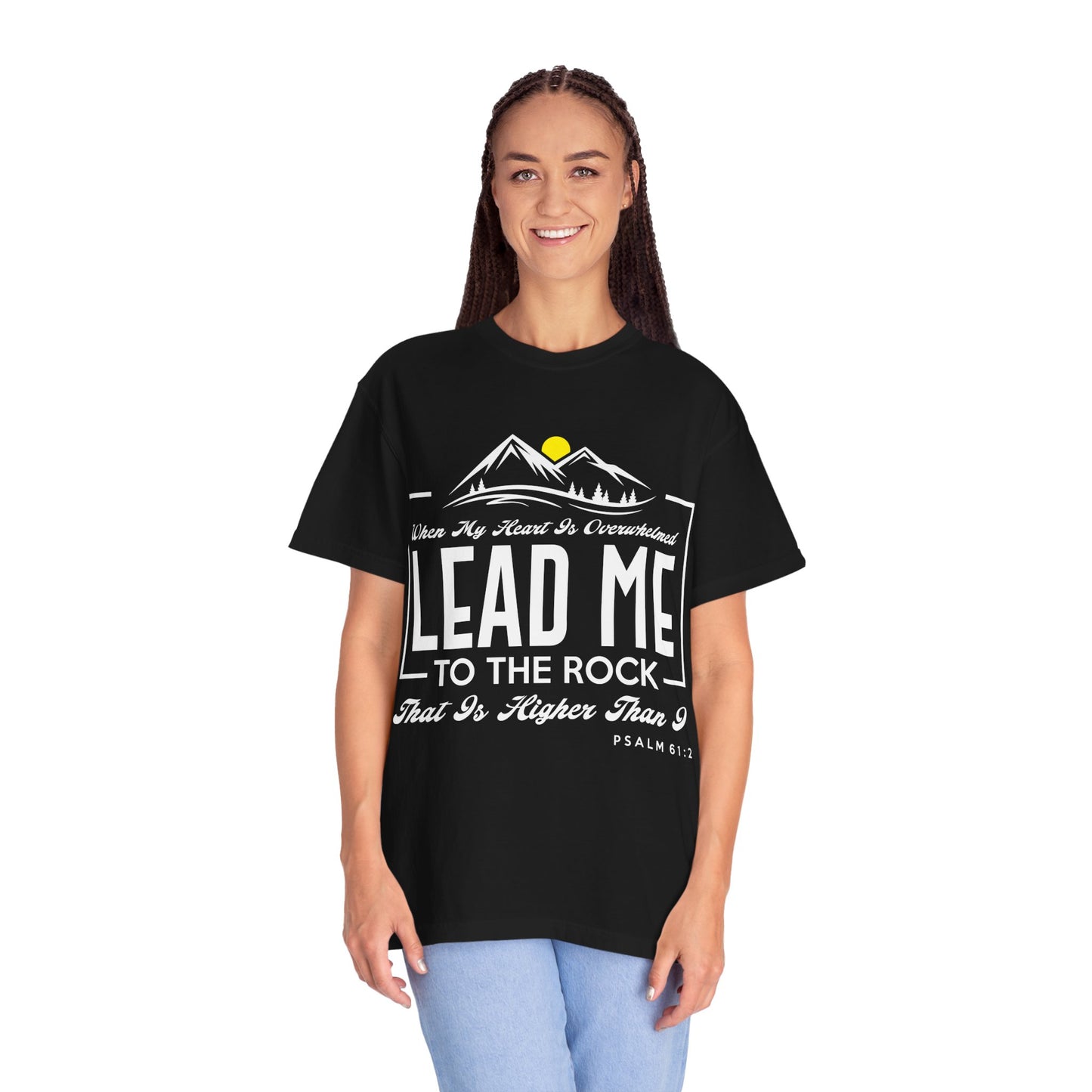 Comfort Colors T-Shirt: 'Lead Me to the Rock' Psalm 61:2 Inspirational Tee
