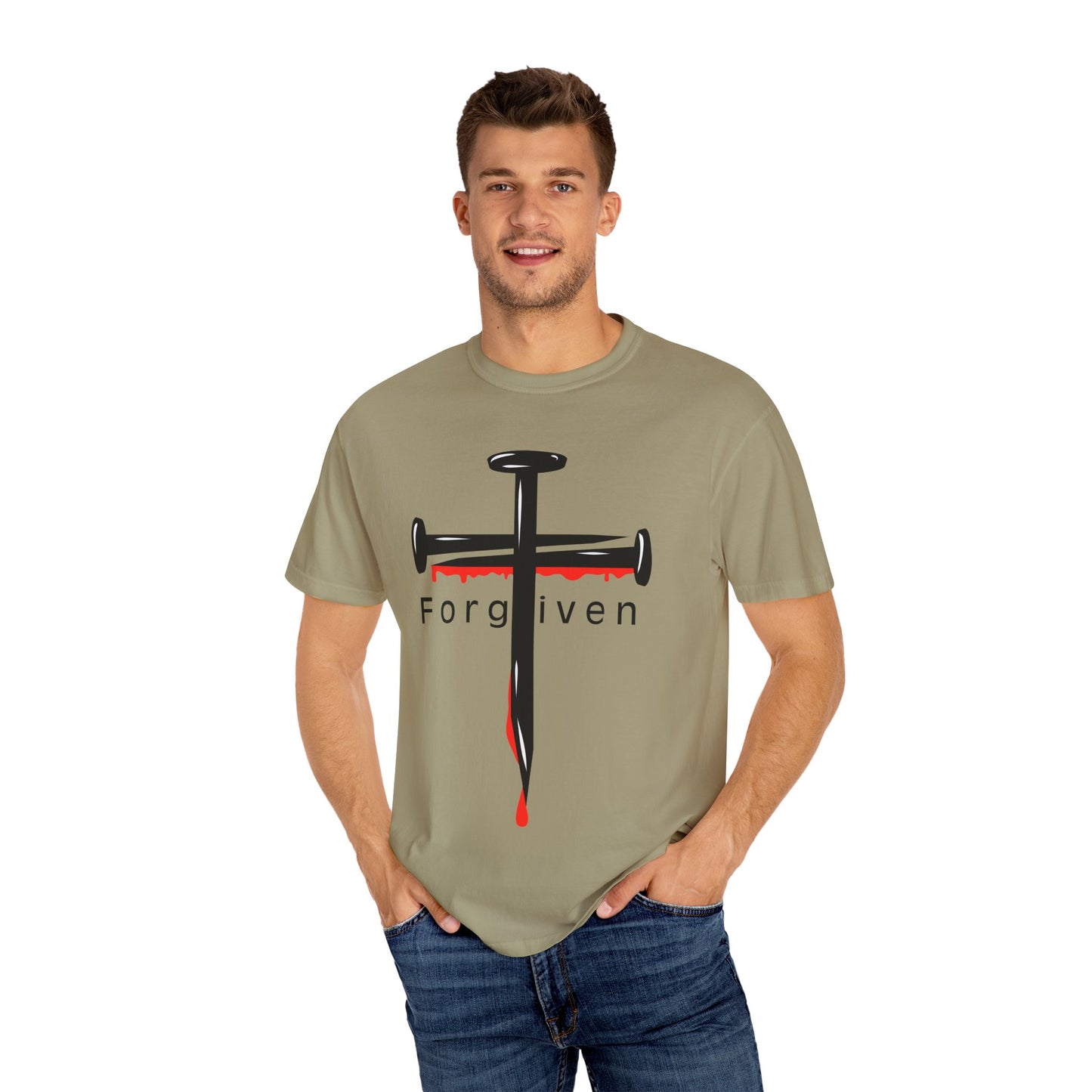 Unisex T-Shirt - Nails from the Cross FORGIVEN Design - Confort Colors T-Shirt