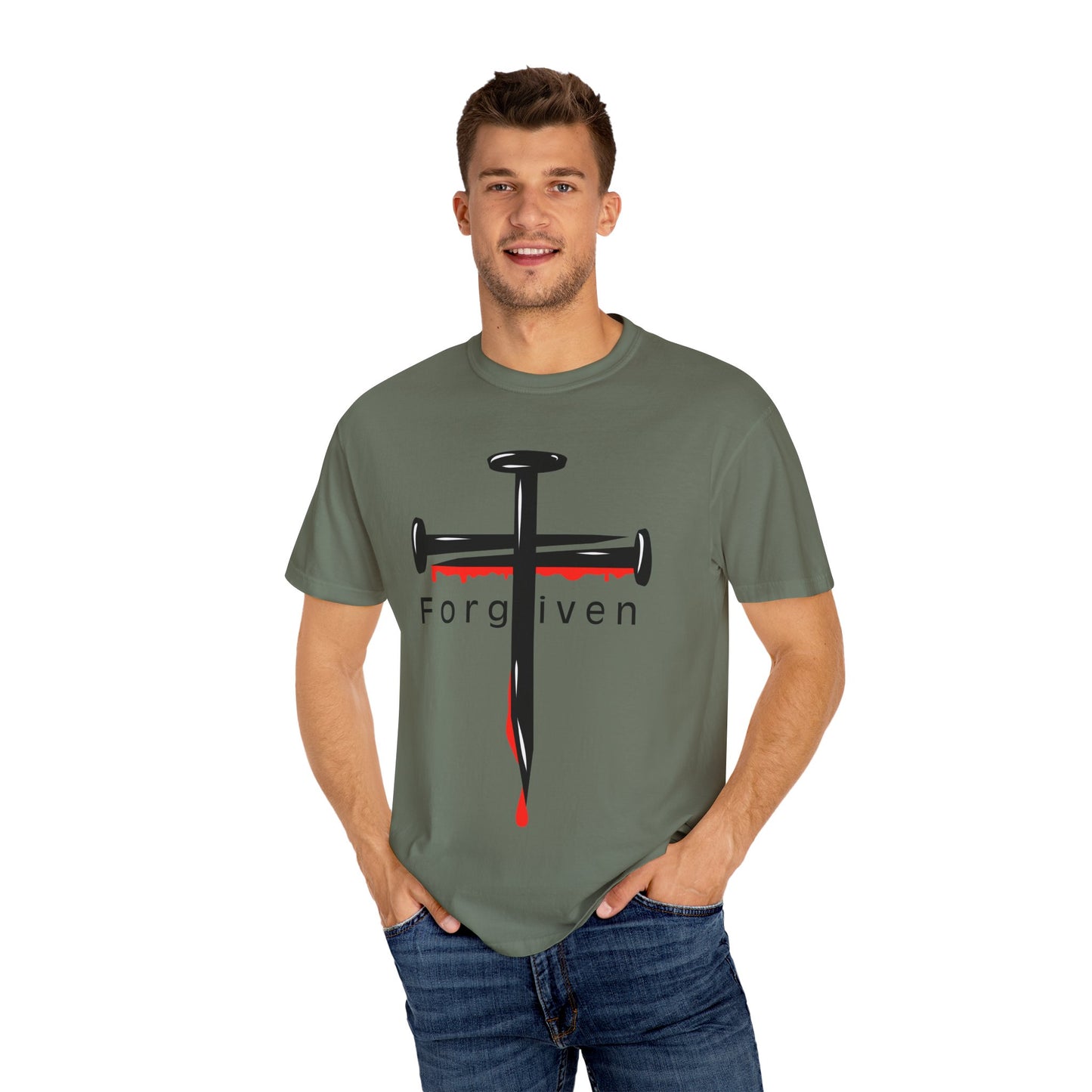 Unisex T-Shirt - Nails from the Cross FORGIVEN Design - Confort Colors T-Shirt