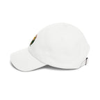 Forest Trail dad cap in white, side view of curved brim