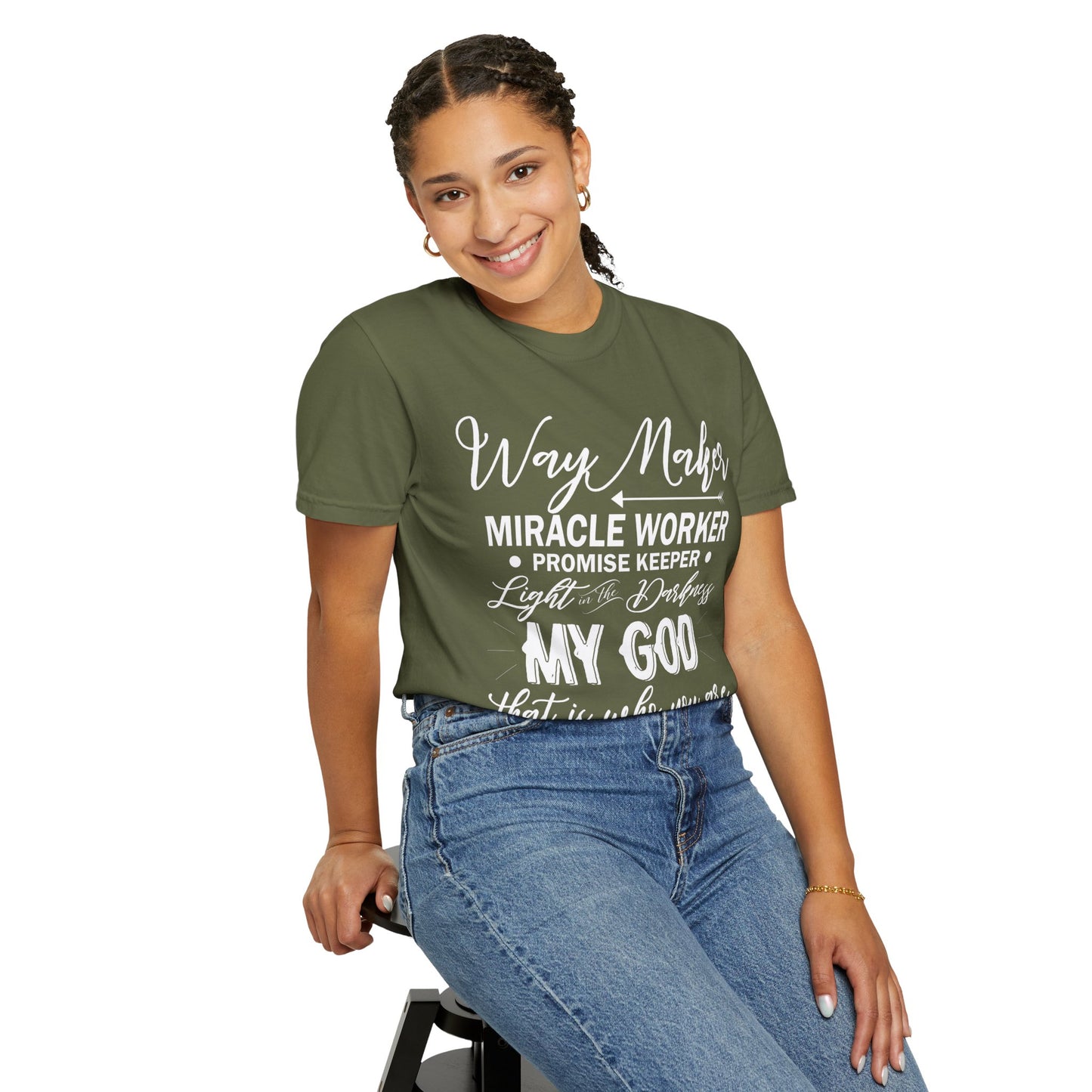 Inspirational Unisex Garment-Dyed T-Shirt - 'Way Maker, Miracle Worker'