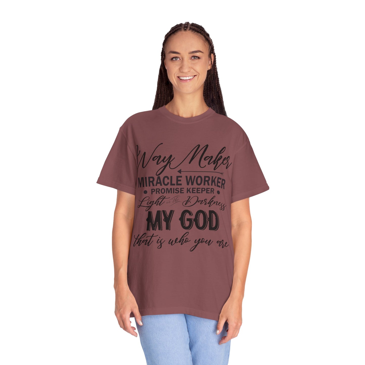 Inspirational Unisex Garment-Dyed T-Shirt - 'Way Maker, Miracle Worker'