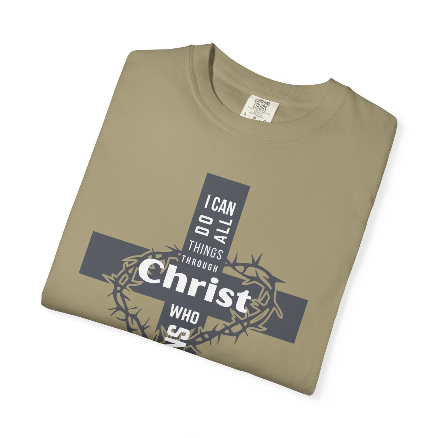 Inspirational Christian T-Shirt - Strength in Christ Design "I Can Do All Things Through Christ"
