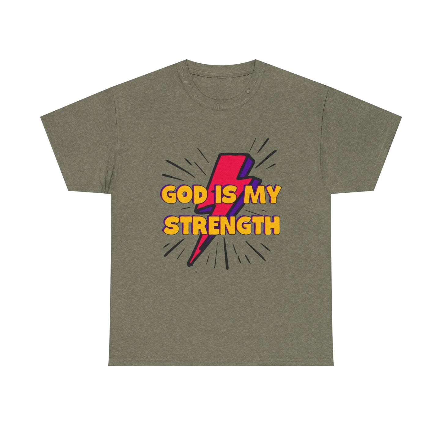 Inspirational Unisex Heavy Cotton Tee - "God is My Strength"