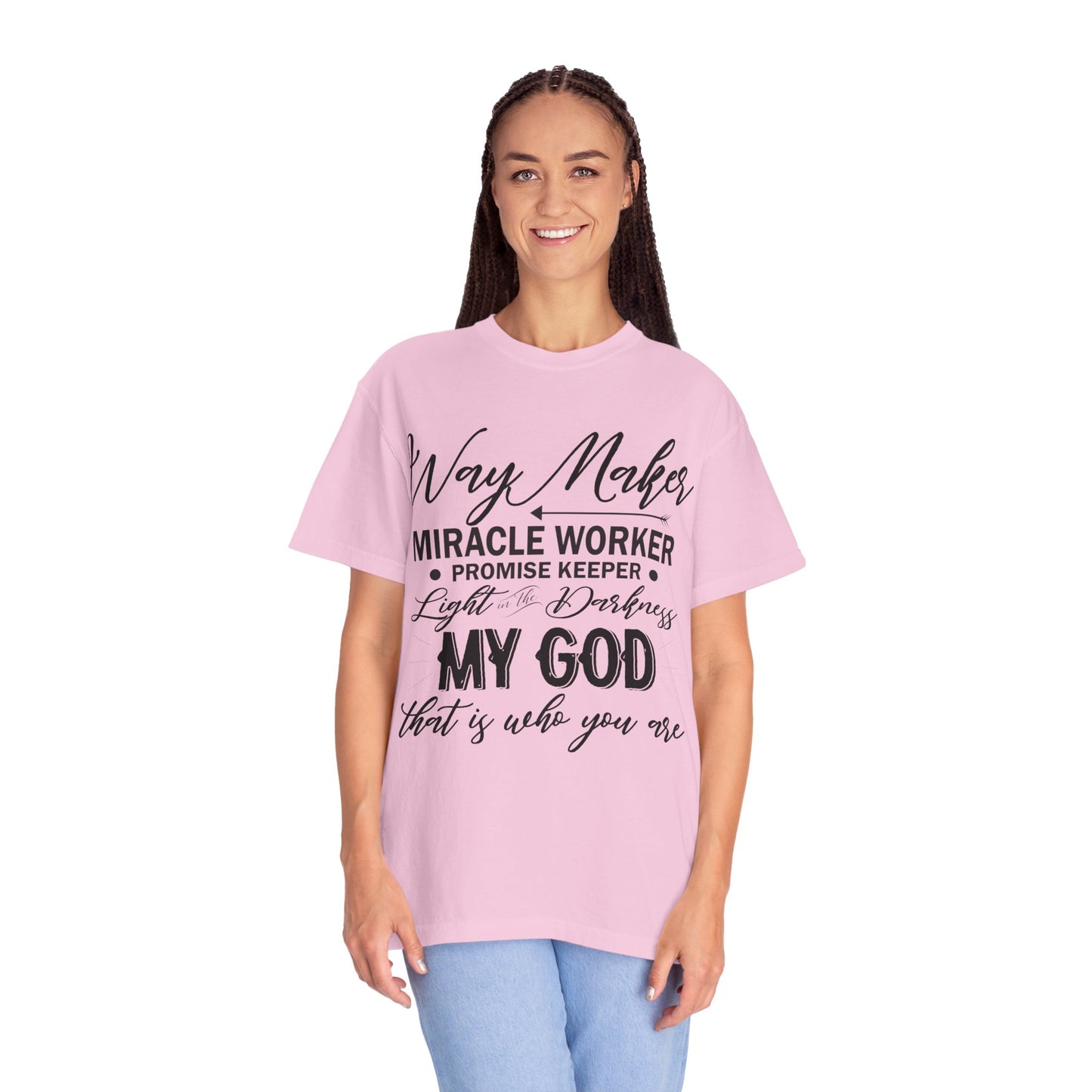 Inspirational Unisex Garment-Dyed T-Shirt - 'Way Maker, Miracle Worker'