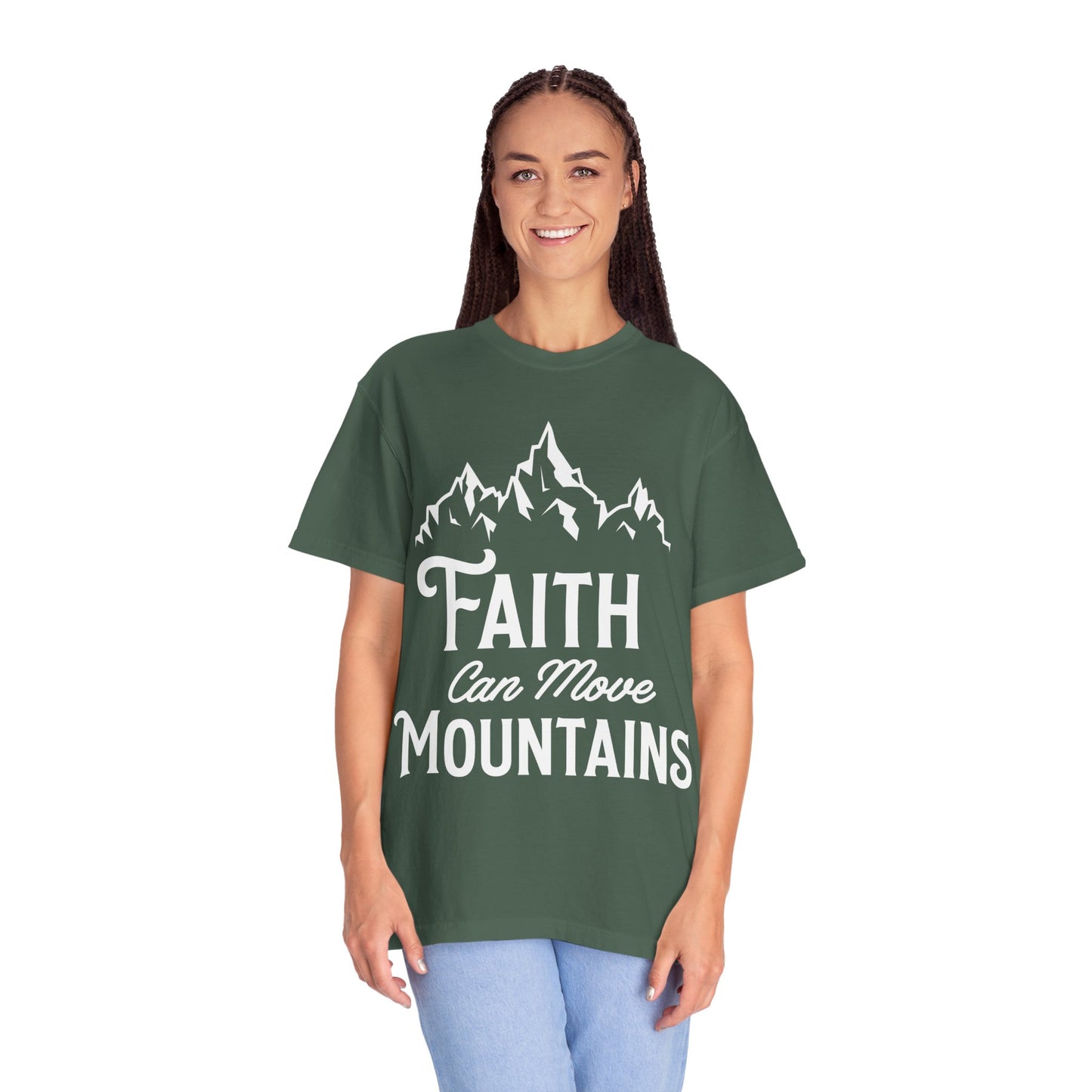 Faith Can Move Mountains Unisex Garment-Dyed T-Shirt - Inspirational Casual Tee