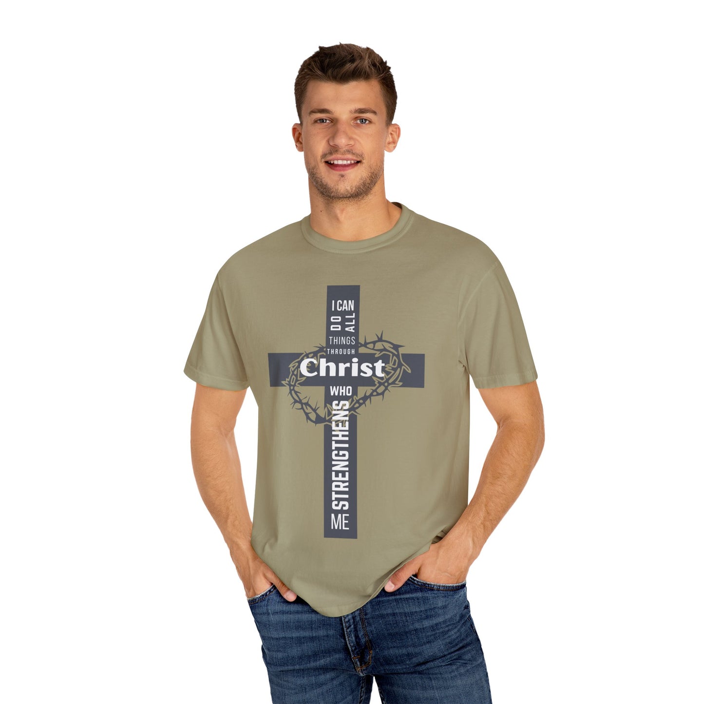 Inspirational Christian T-Shirt - Strength in Christ Design "I Can Do All Things Through Christ"