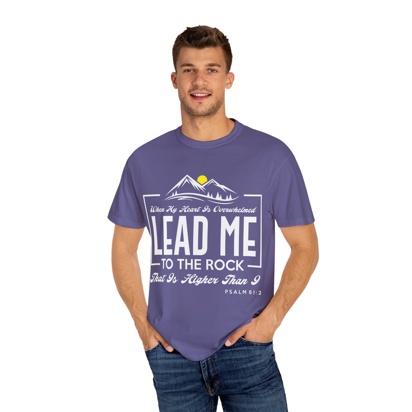 Comfort Colors T-Shirt: 'Lead Me to the Rock' Psalm 61:2 Inspirational Tee