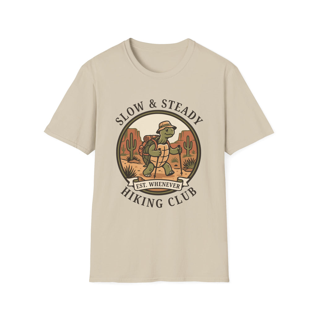 Slow & Steady Hiking Club T-Shirt – Funny Tortoise Hiking Tee, Unisex