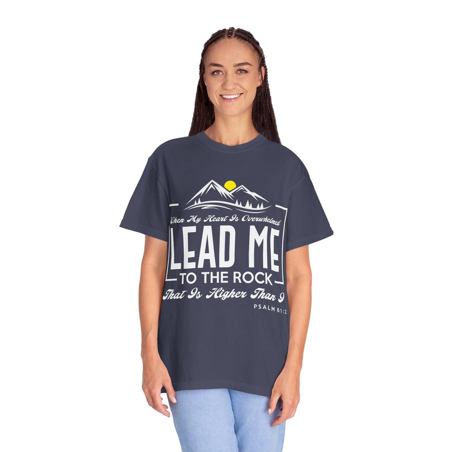 Comfort Colors T-Shirt: 'Lead Me to the Rock' Psalm 61:2 Inspirational Tee