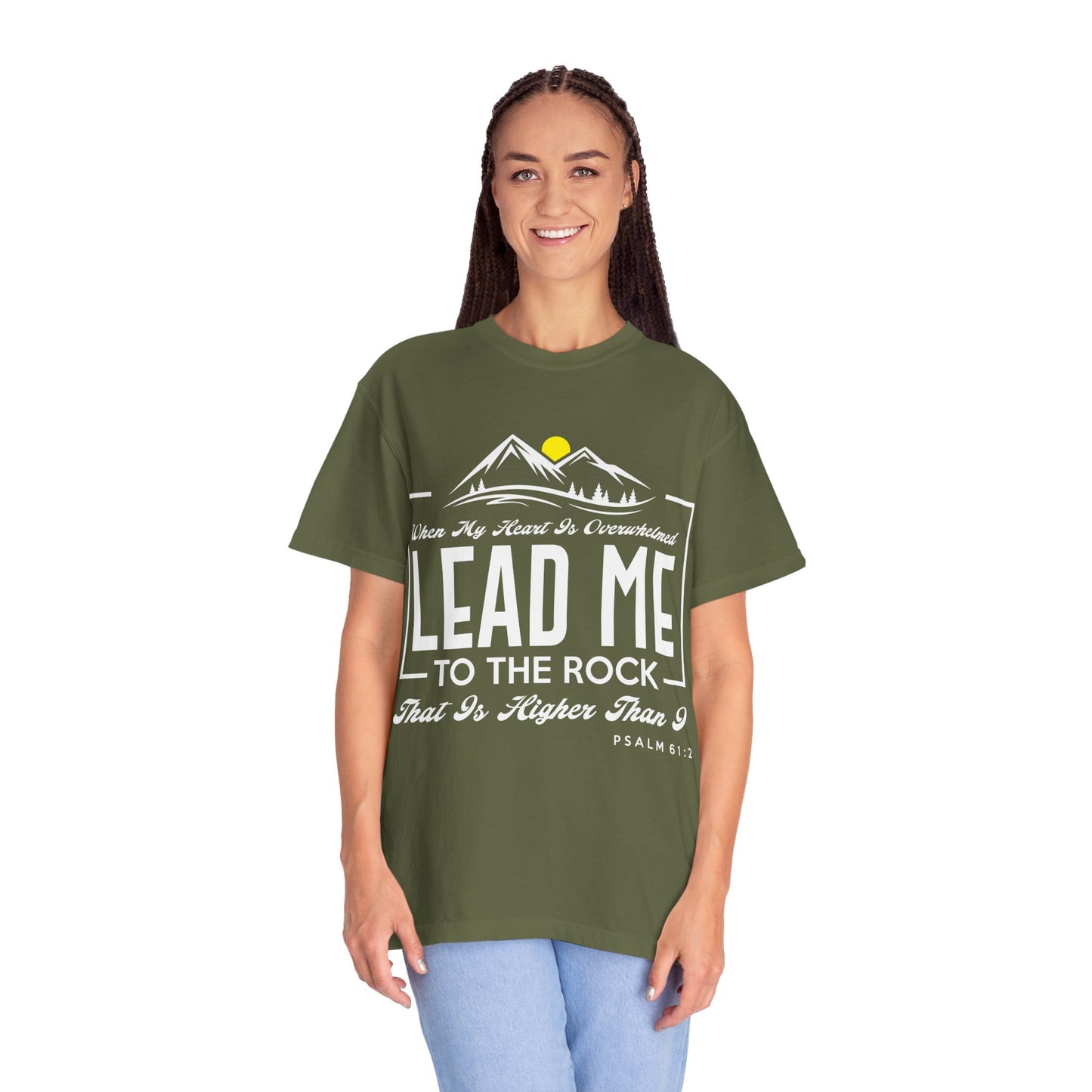 Comfort Colors T-Shirt: 'Lead Me to the Rock' Psalm 61:2 Inspirational Tee