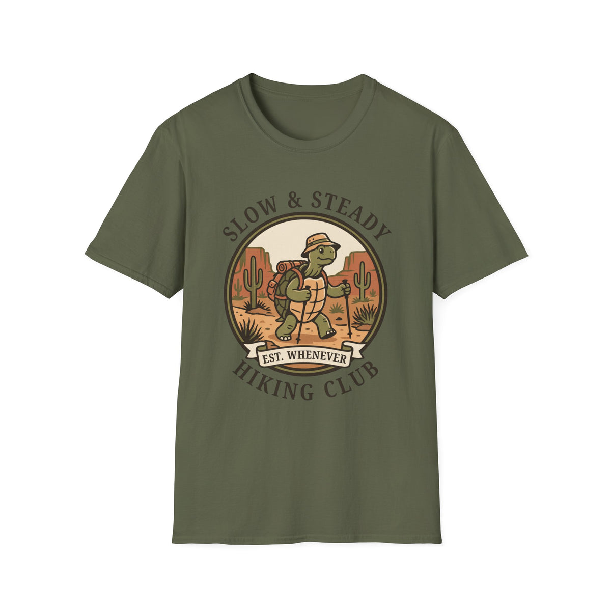 Slow & Steady Hiking Club T-Shirt – Funny Tortoise Hiking Tee, Unisex