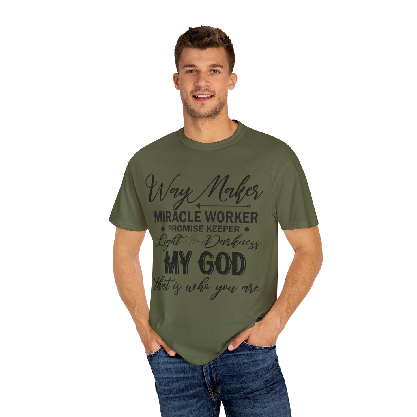 Inspirational Unisex Garment-Dyed T-Shirt - 'Way Maker, Miracle Worker'
