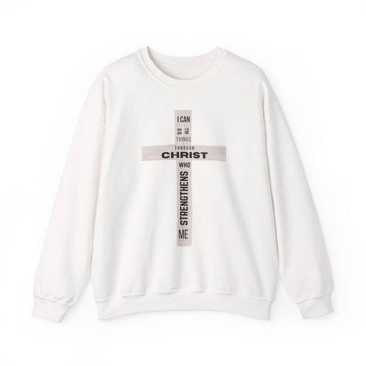 Inspirational Christian Crewneck Sweatshirt "I Can Do All Things Through Christ"