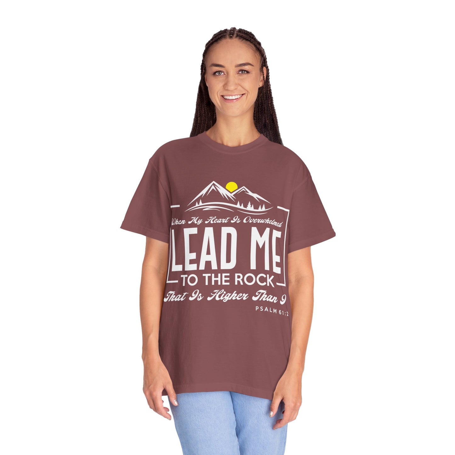 Comfort Colors T-Shirt: 'Lead Me to the Rock' Psalm 61:2 Inspirational Tee