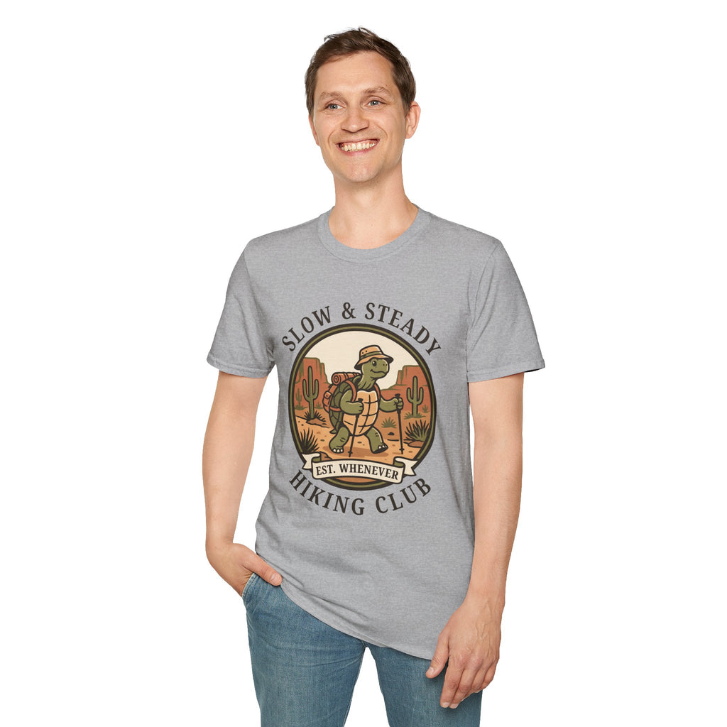 Slow & Steady Hiking Club T-Shirt – Funny Tortoise Hiking Tee, Unisex