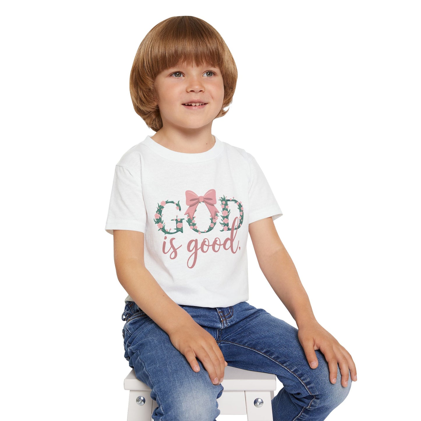 God is Good Toddler T-Shirt, Cute Toddler Tee, Floral Print Kids Shirt, Toddler Gift, Inspirational Kids Apparel