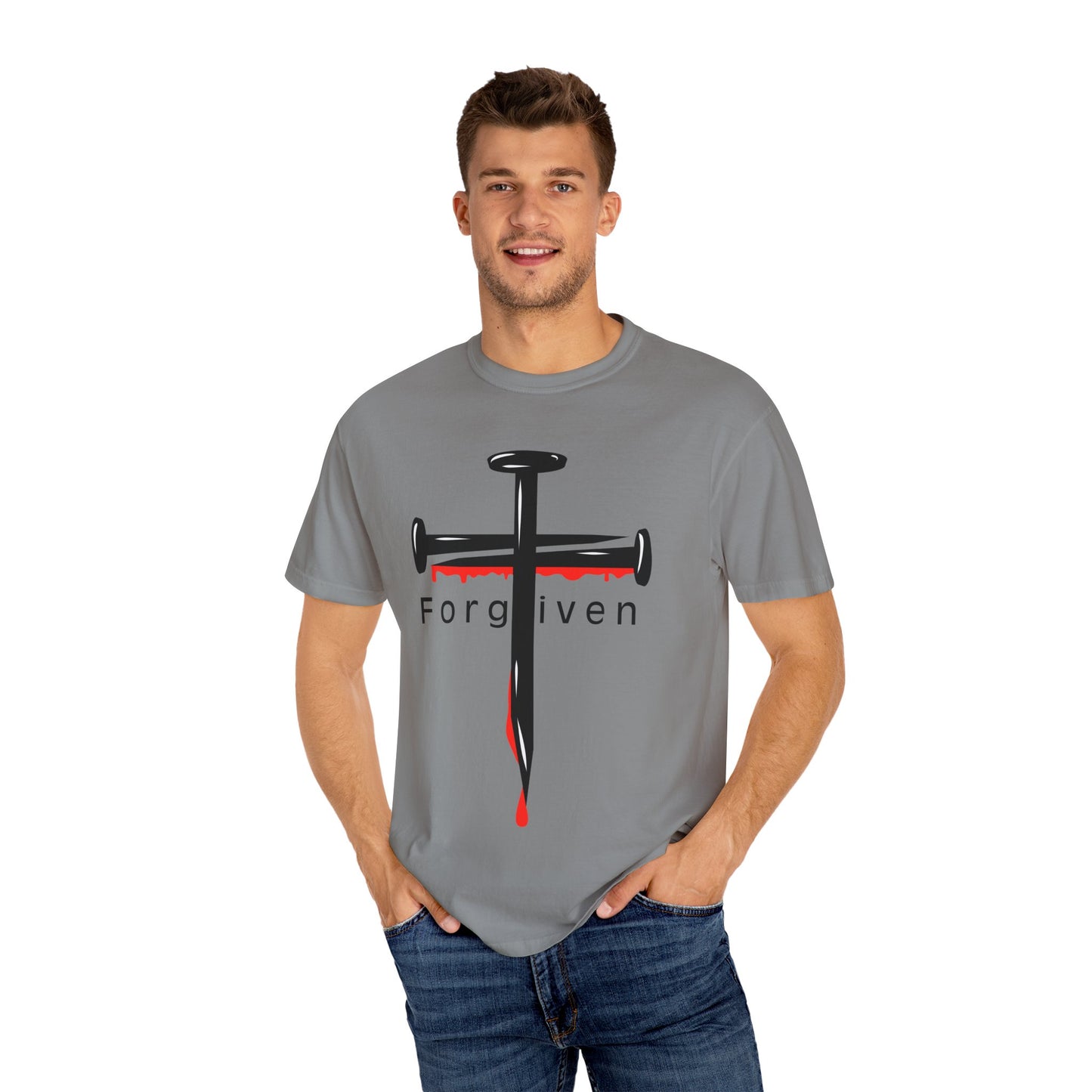 Unisex T-Shirt - Nails from the Cross FORGIVEN Design - Confort Colors T-Shirt