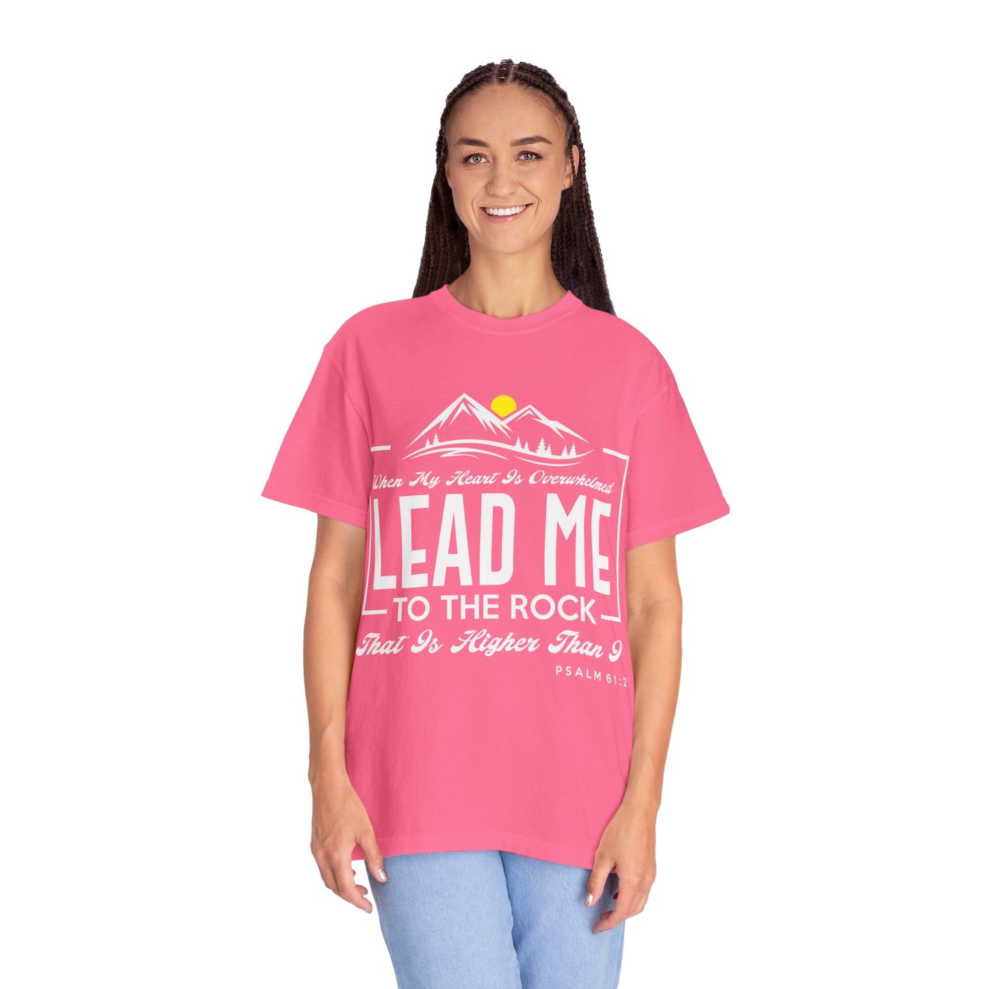 Comfort Colors T-Shirt: 'Lead Me to the Rock' Psalm 61:2 Inspirational Tee
