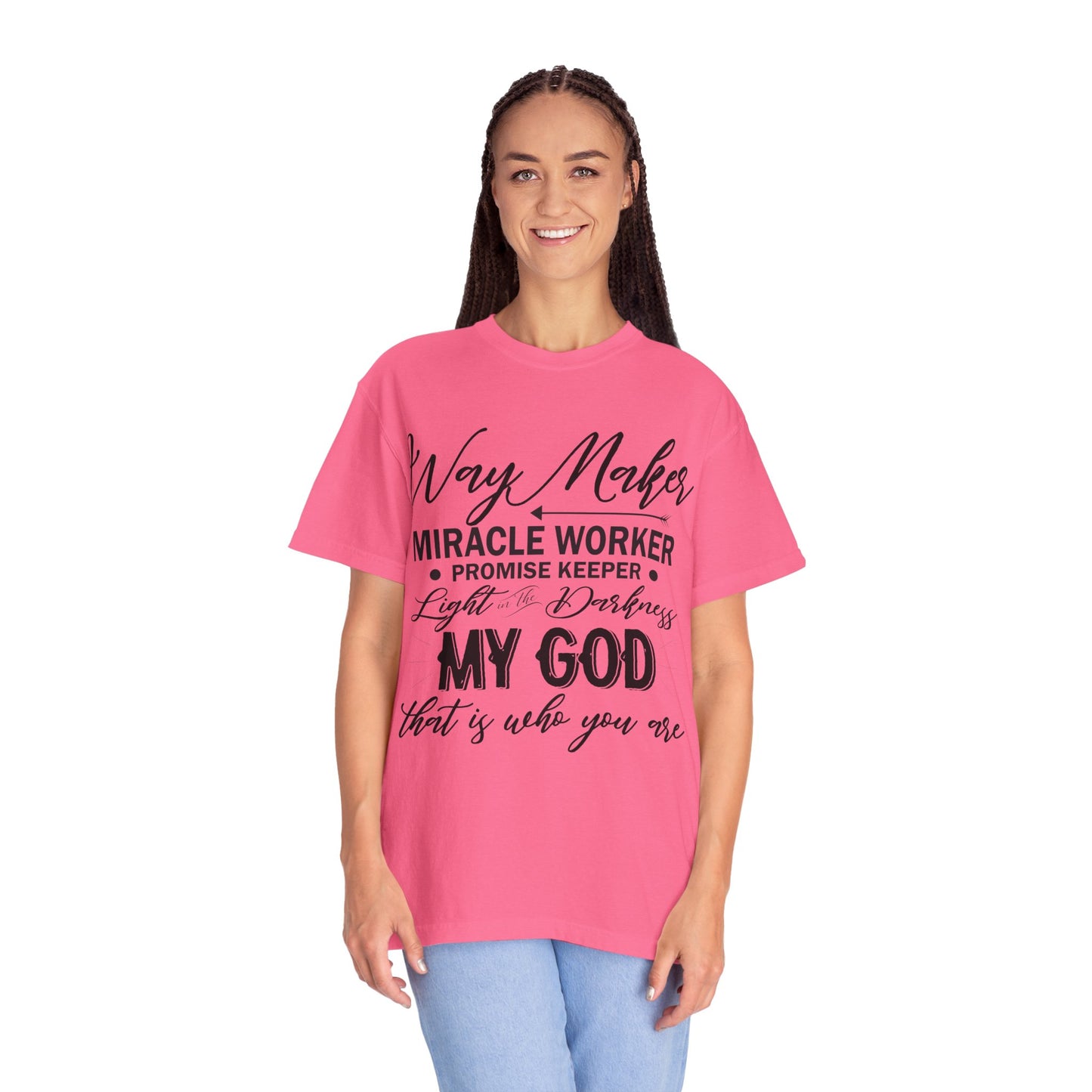 Inspirational Unisex Garment-Dyed T-Shirt - 'Way Maker, Miracle Worker'