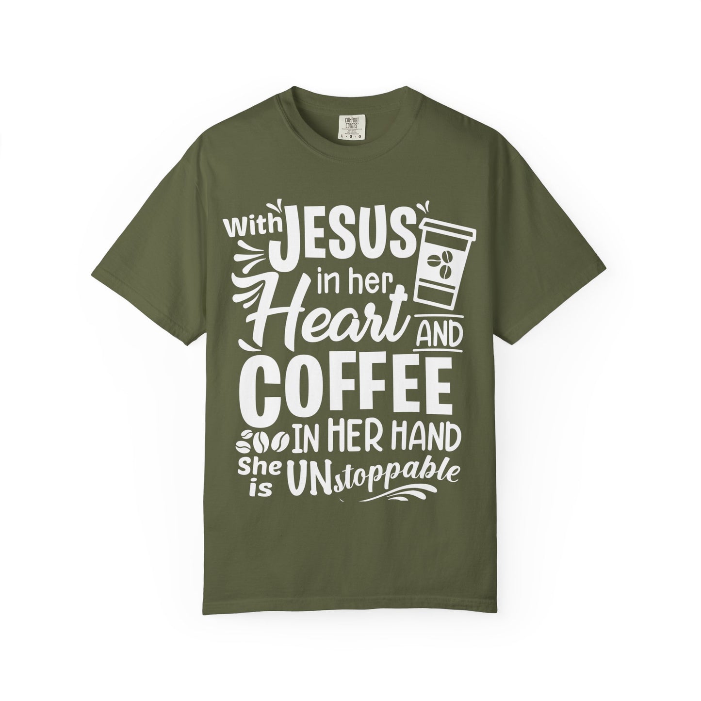 Christian Graphic T-Shirt - Unstoppable Jesus and Coffee Tee