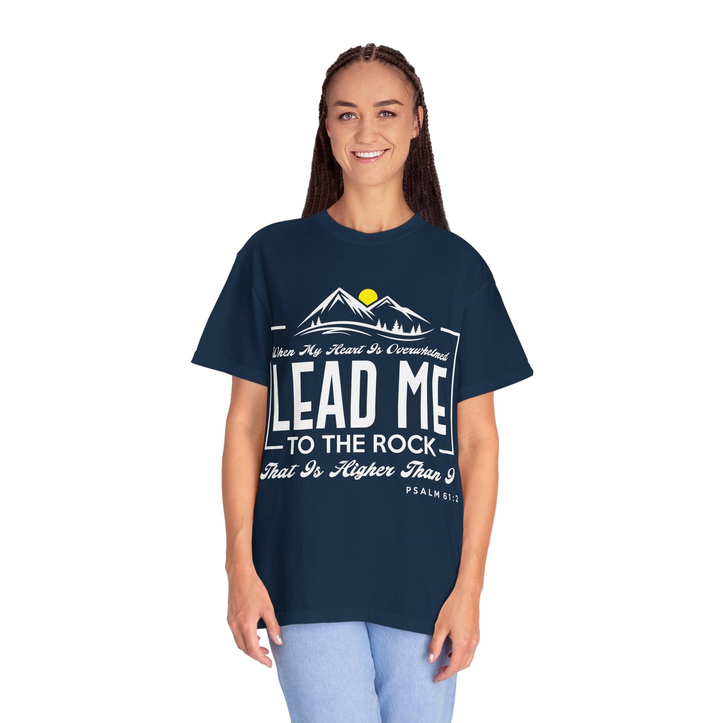 Comfort Colors T-Shirt: 'Lead Me to the Rock' Psalm 61:2 Inspirational Tee