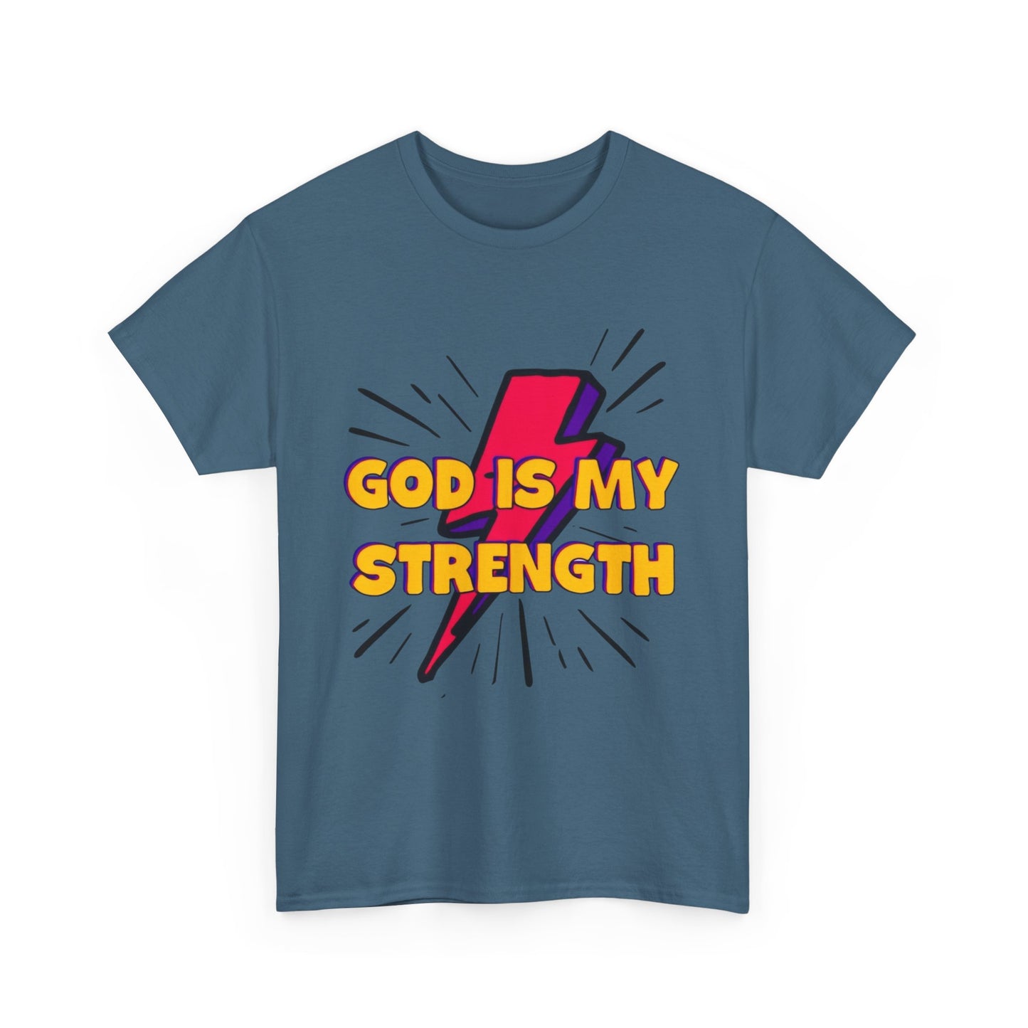 Inspirational Unisex Heavy Cotton Tee - "God is My Strength"