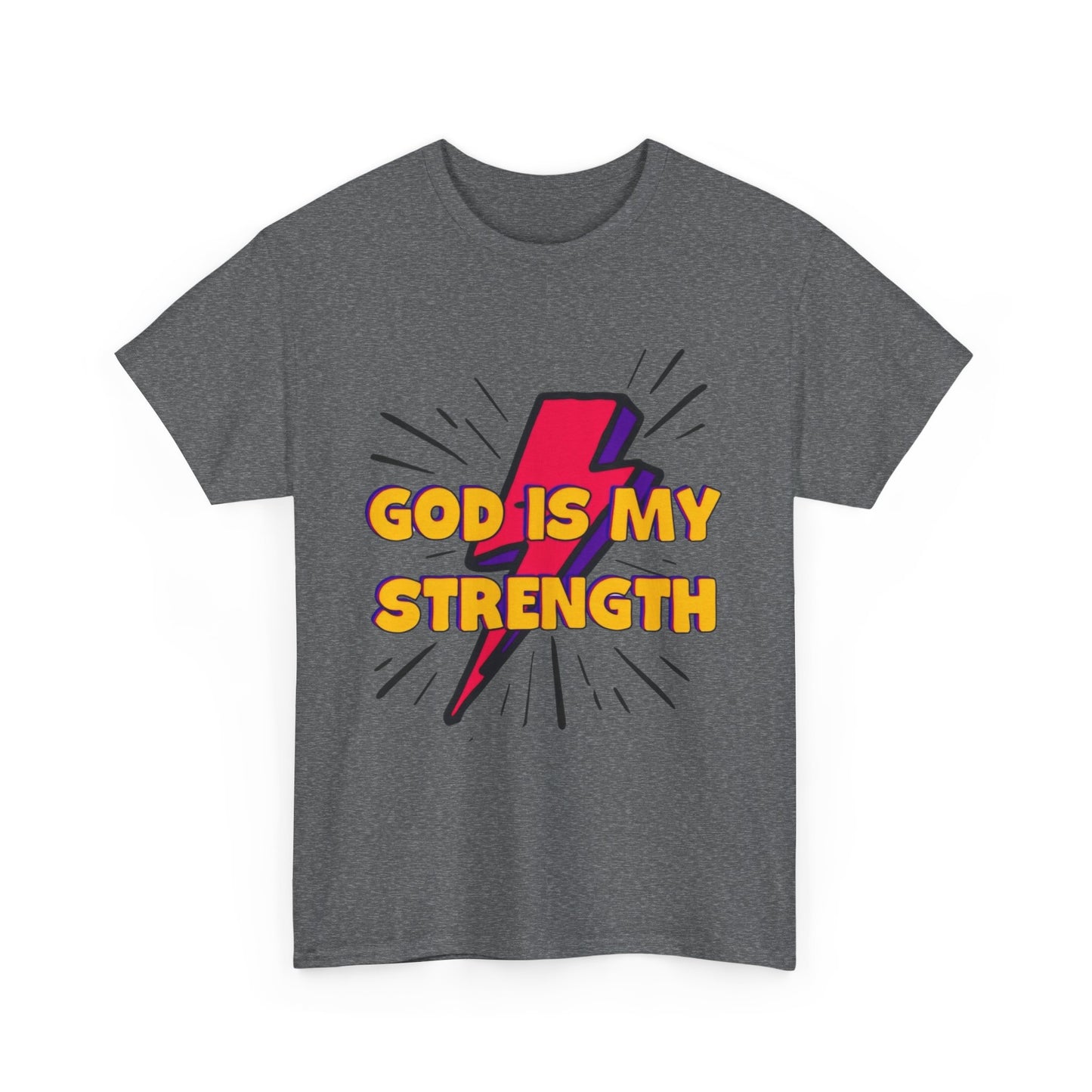 Inspirational Unisex Heavy Cotton Tee - "God is My Strength"