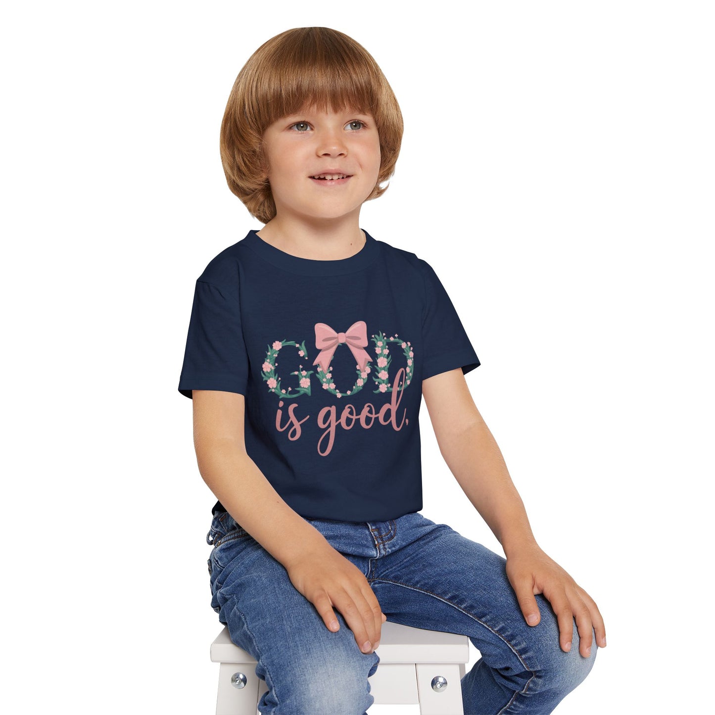 God is Good Toddler T-Shirt, Cute Toddler Tee, Floral Print Kids Shirt, Toddler Gift, Inspirational Kids Apparel