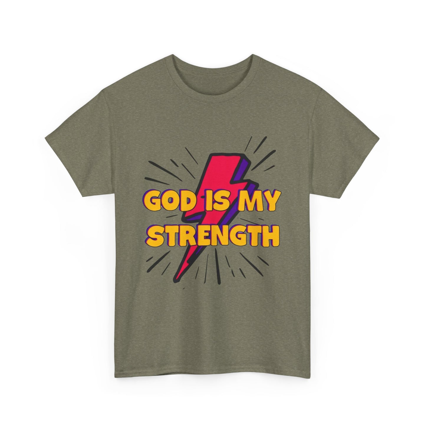 Inspirational Unisex Heavy Cotton Tee - "God is My Strength"