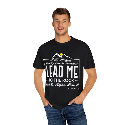 Comfort Colors T-Shirt: 'Lead Me to the Rock' Psalm 61:2 Inspirational Tee