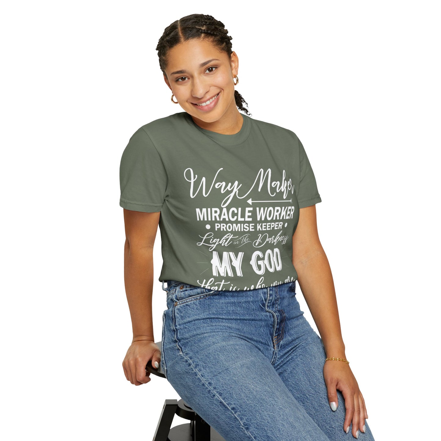 Inspirational Unisex Garment-Dyed T-Shirt - 'Way Maker, Miracle Worker'