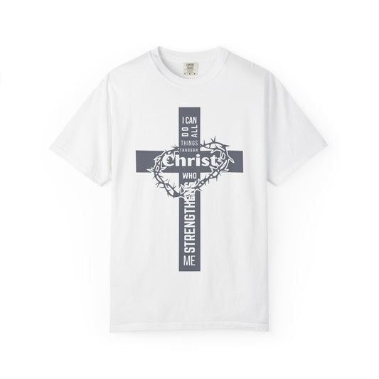 Inspirational Christian T-Shirt - Strength in Christ Design "I Can Do All Things Through Christ"