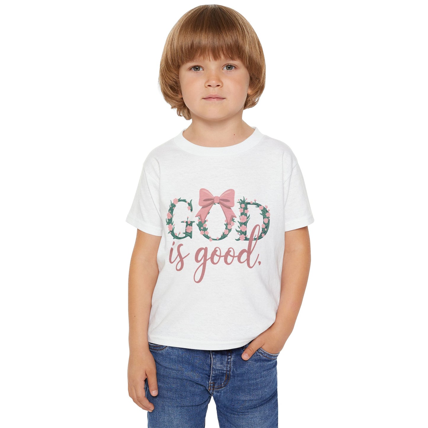 God is Good Toddler T-Shirt, Cute Toddler Tee, Floral Print Kids Shirt, Toddler Gift, Inspirational Kids Apparel