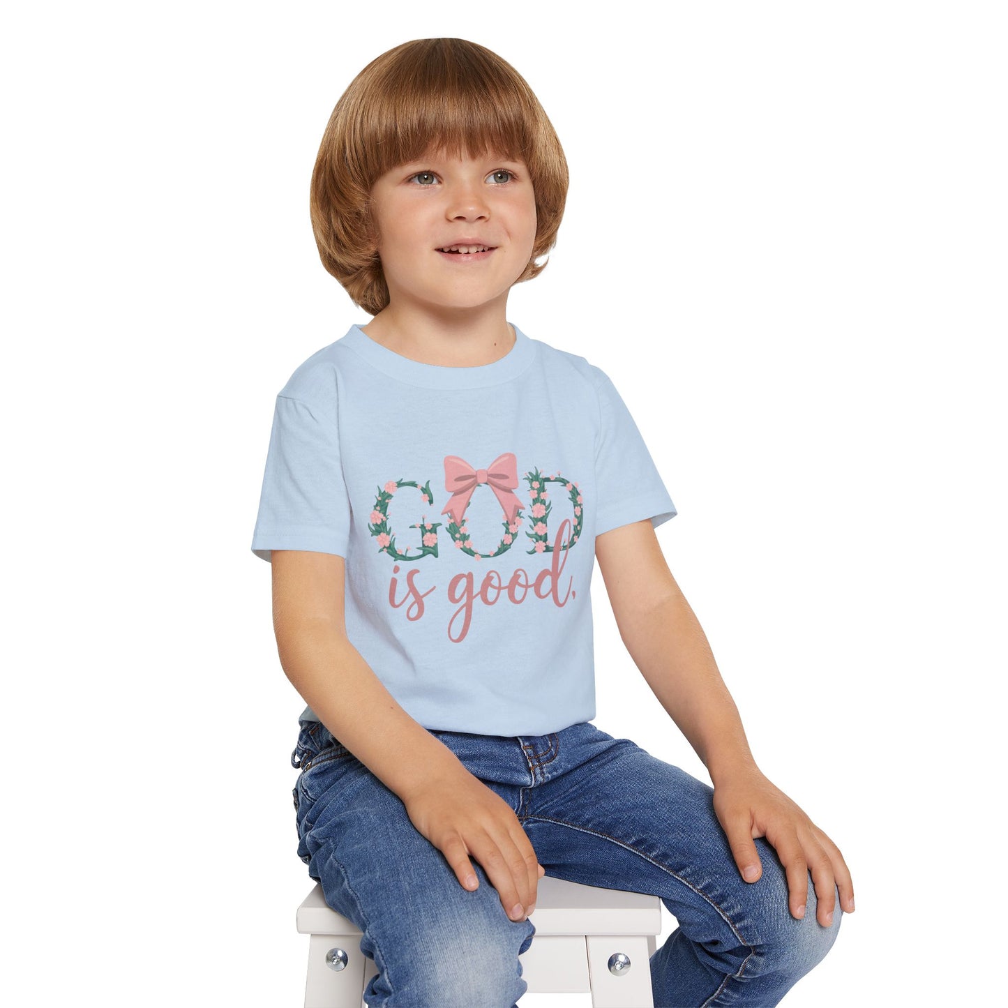 God is Good Toddler T-Shirt, Cute Toddler Tee, Floral Print Kids Shirt, Toddler Gift, Inspirational Kids Apparel